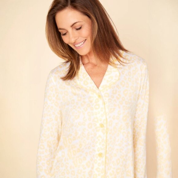 Cosabella  Bella Women's Long Sleeve Top & Boxer short Pajamas Set Yellow NWT - Picture 3 of 6